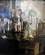 Arthur Ahnert Interior of Wilhelmshausen church Sweden oil painting artist